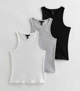 Newlook
3 Pack Black Grey and White Jersey Racer Vests
£21.99
