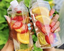 Shein 1pc Creative Clear Square Milk Carton-Shaped Juice Box Water Bottle, Reusable Portable Outdoor Sports Camping Travel Was £6.00 Now £5.75Was £6.00 Now £5.75