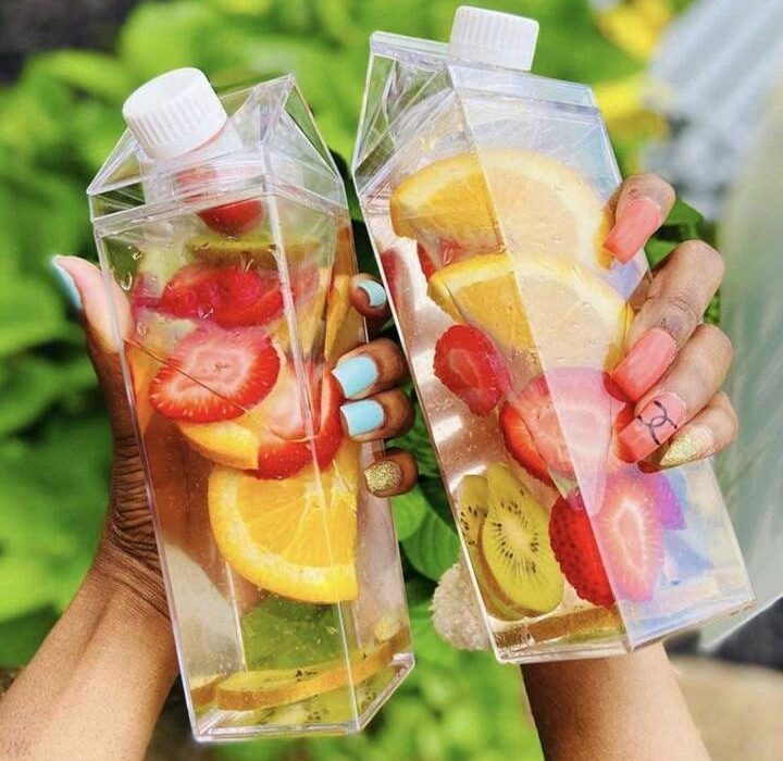 Shein 1pc Creative Clear Square Milk Carton-Shaped Juice Box Water Bottle, Reusable Portable Outdoor Sports Camping Travel Was £6.00 Now £5.75Was £6.00 Now £5.75