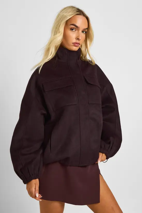 Boohoo
Funnel Neck Wool Look Bomber Jacket
Was £45.00 Now £27.00
