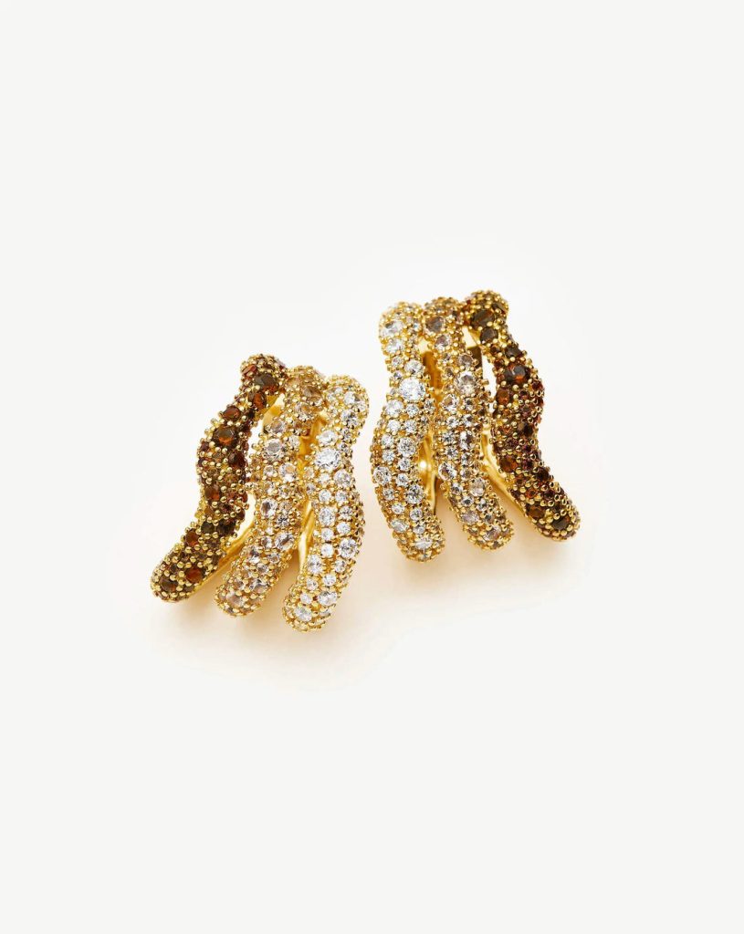 Missoma 
Molten Snow Tripple Pave Small Hoop Earrings
£195.00