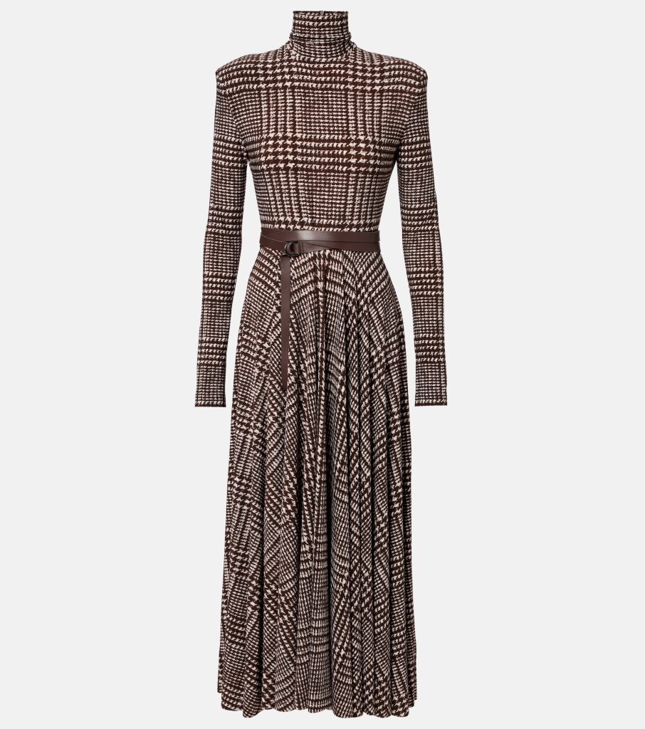 Norma Kamali Belted houndstooth turtleneck midi dress £ 375.00