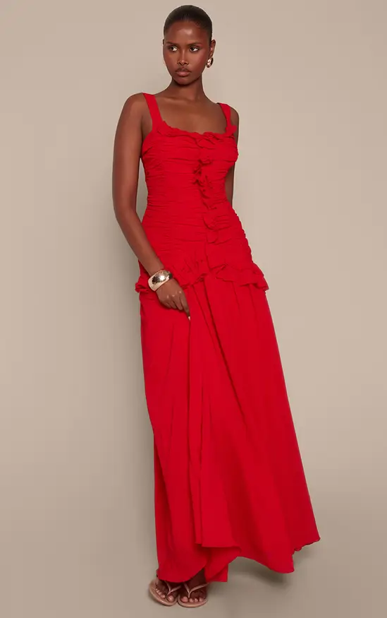 Pretty Little Thing
Red Chifon Frill Maxi Dress
Now £42.50 Was £50.00